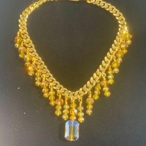 18k Gold plated necklace with glass bead pendant